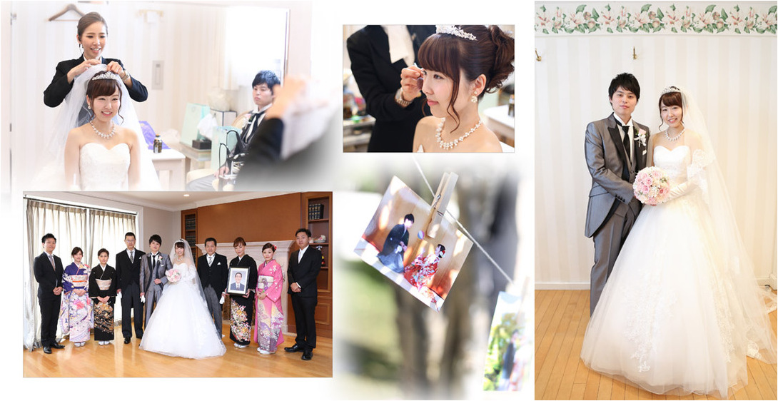 一旦退場されたあとは、ピンクのオフショルダーのドレスにお召し替え。6頁目：結婚式アルバム