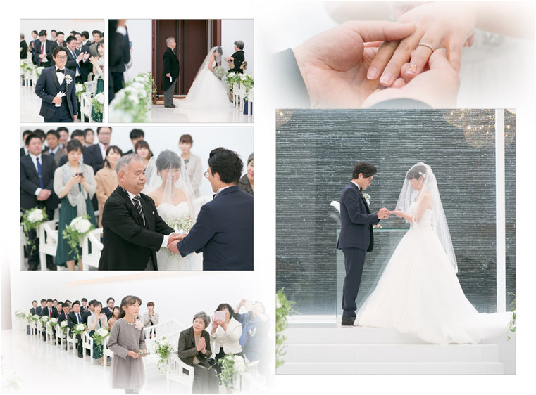 迫力の演出の数々、ゲストのみなさんも嬉しいですね。4頁目：結婚式アルバム