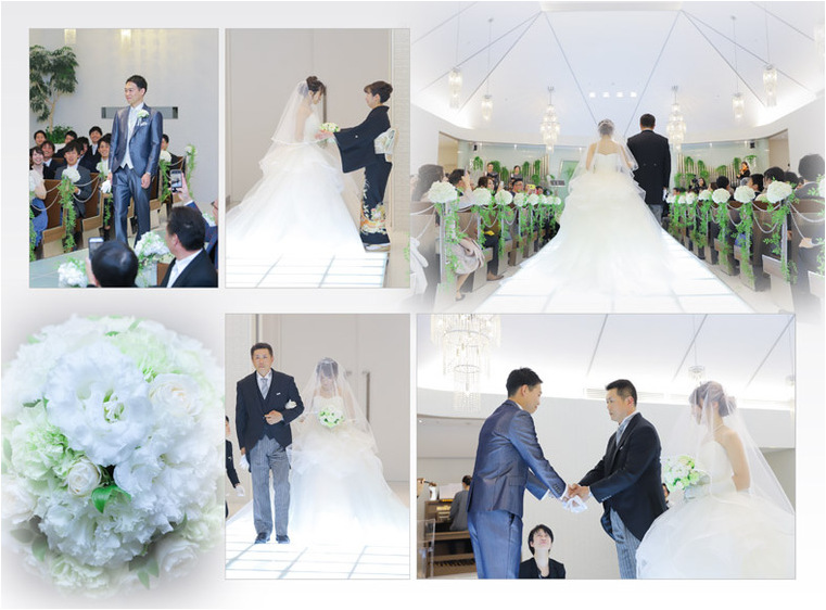 ピンクのレースが可愛らしいドレスがよく映えますね。6頁目：結婚式アルバム