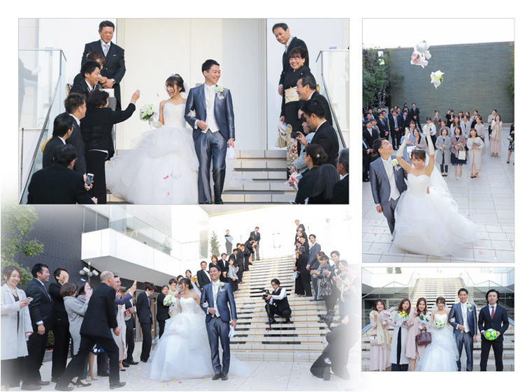 どのページを開いても笑顔あふれるお二人らしいアルバムに仕上がりました。9頁目：結婚式アルバム