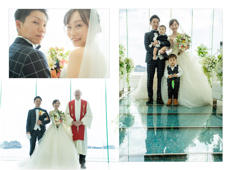 ゲストとの写真をたくさん載せ、アットホームな雰囲気が伝わる一冊になりました。7頁目：結婚式アルバム