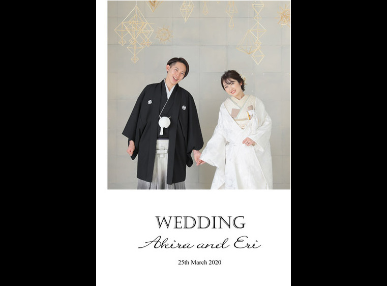 スタジオでの和装の前撮りアルバムです。1頁目：結婚式アルバム