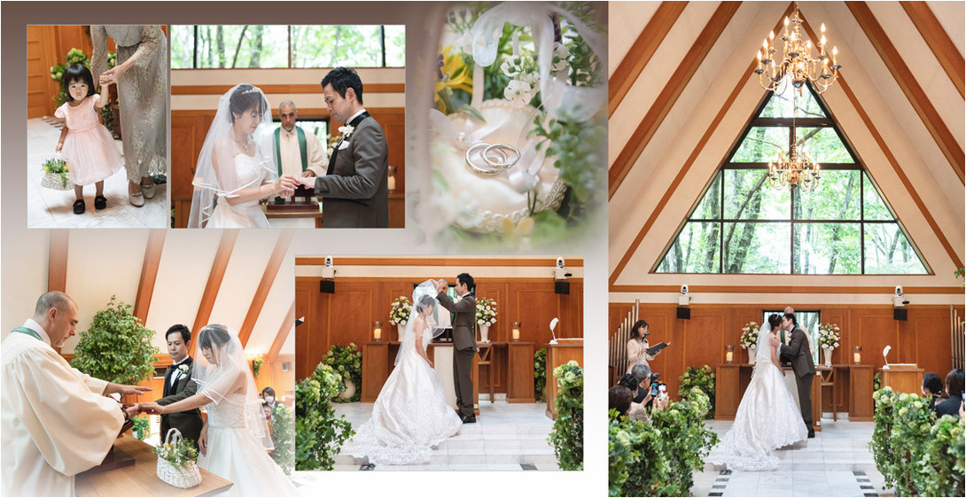 木々のぬくもりと緑の爽やかさを感じられる素敵な空間です。4頁目：結婚式アルバム