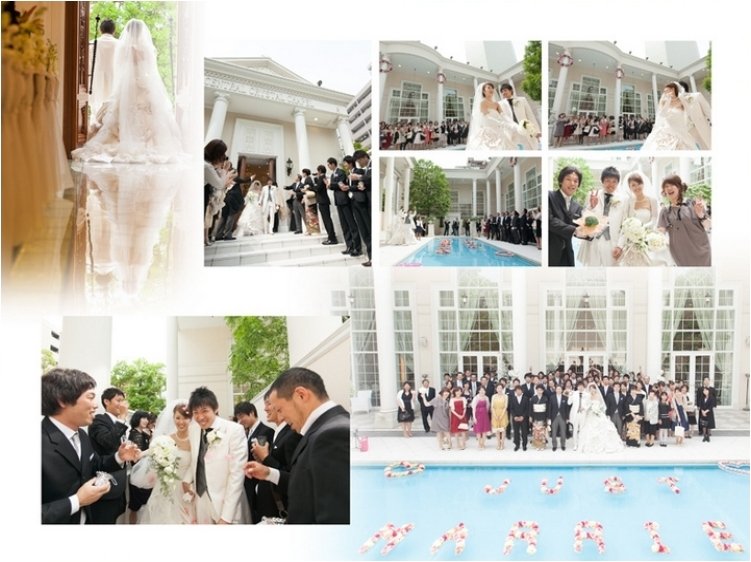 最後は笑顔で寄り添うお二人のお写真で締めくくられました。8頁目：結婚式アルバム