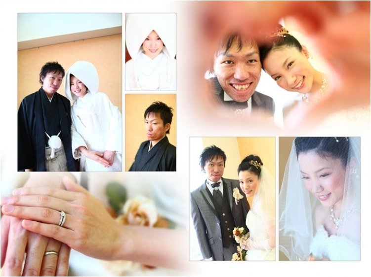 
結婚式はホテルの会場で挙式と披露宴を一緒に行われました。2頁目：結婚式アルバム