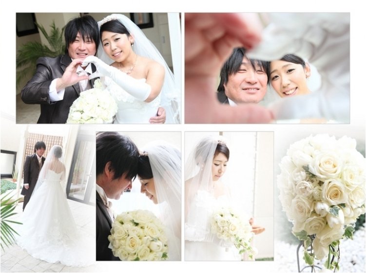 
挙式はチャペル式。3頁目：結婚式アルバム