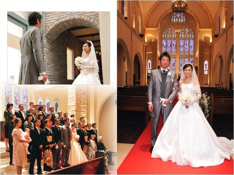 
式場は福岡市のウェディングアイランドマリゾン。2頁目：結婚式アルバム