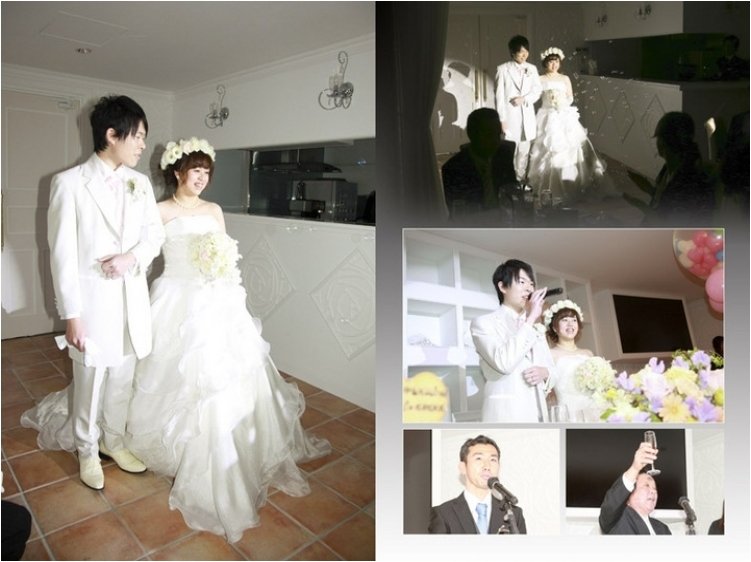 
友人のギター演奏に合せて新郎が歌うシーンもいいですね。7頁目：結婚式アルバム