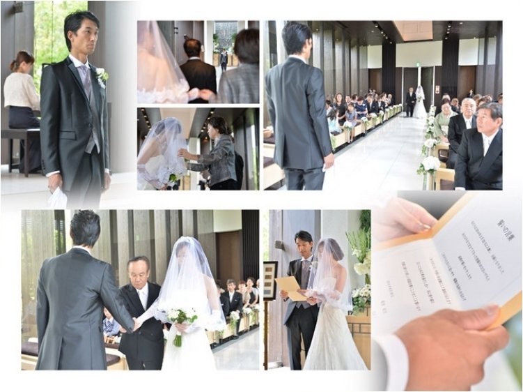 
結婚証明のプレートも思い出に残り、素敵ですね。4頁目：結婚式アルバム