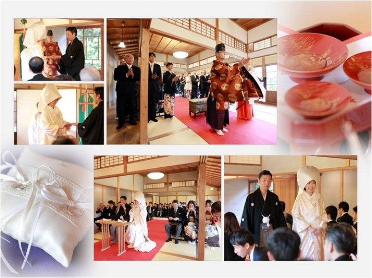 
裏表紙の番いの鴨の写真がいいですね。5頁目：結婚式アルバム