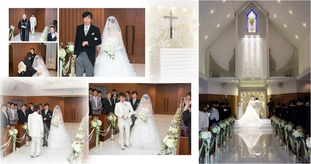 ガラスの靴でできたリングピローもキラキラと輝き素敵です。3頁目：結婚式アルバム