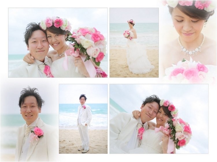 
ゆったり広々した室内で頬を寄せ合うお写真はとても微笑ましいです。5頁目：結婚式アルバム