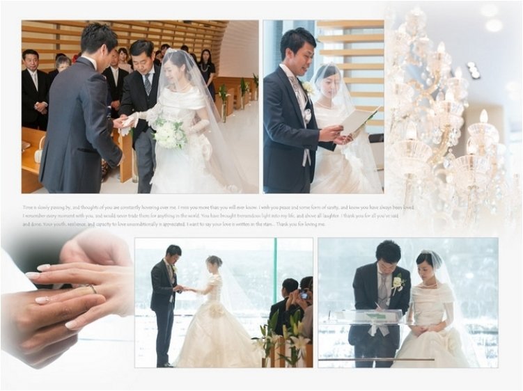 ページをめくるごとにさわやかな空気が溢れます。4頁目：結婚式アルバム