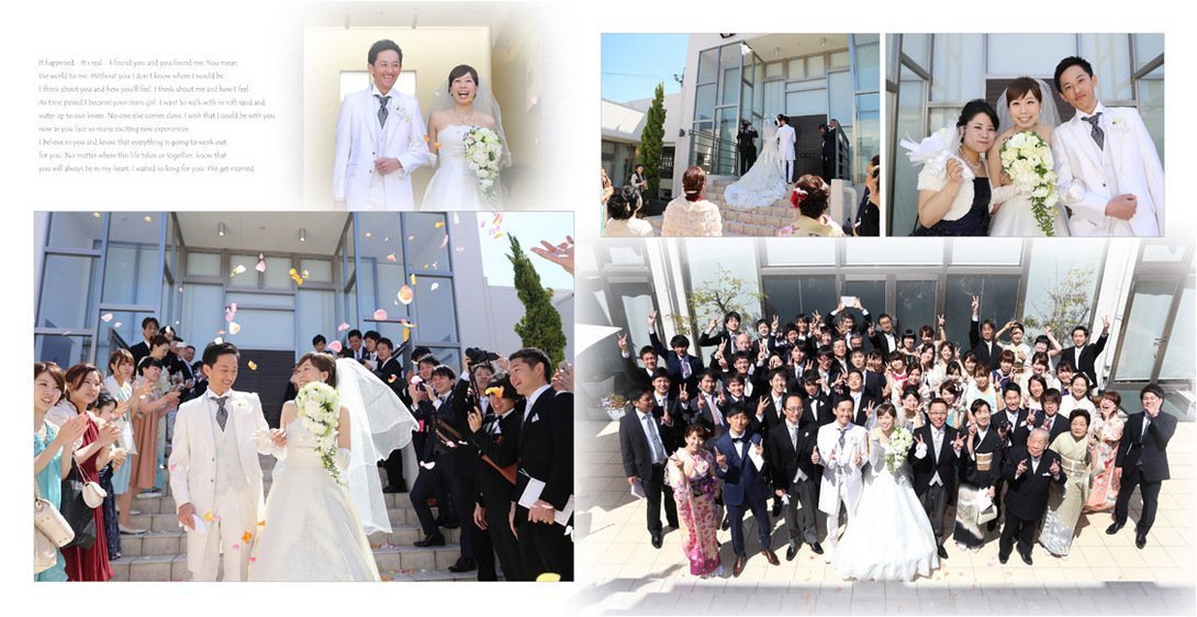 自然の光を取り込むチャペルでの挙式。5頁目：結婚式アルバム